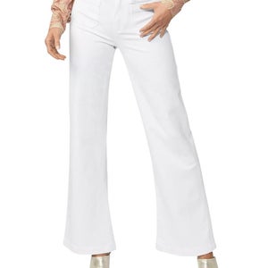 Paige Leenah Jeans Women's 31x32 White Denim High Rise Wide Leg Zip Fly GBO1375