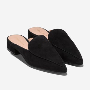 Cole Haan Piper W08934 Flats Women's US 7 Black Suede Pointed Toe Mules LION447