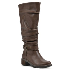 White Mountain Crammers Boots Women's Chestnut Faux Leather Knee High LION91