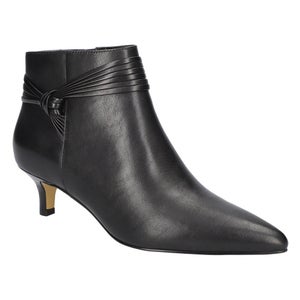 Bella Vita Jani Women's US 6 Black Leather Pointed Toe Zippered Booties LION889