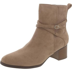 Anne Klein Moore Bootie Women's 6.5 Sand Leather Block Heel Ankle Boots LION493