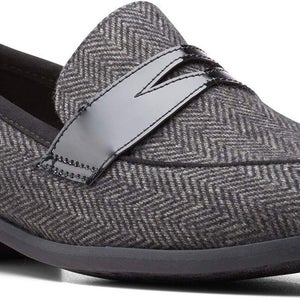 Clarks Trish Rose Loafers Women's US 2.5 Gray Herringbone Leather Shoes LION505
