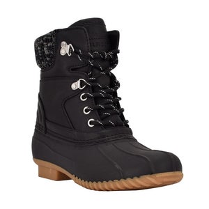 Tommy Hilfiger Rainah Boots Women's US 11 Black Round Toe Duck Bootie LION49
