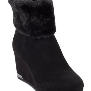 Dkny Nadra K3279020 Boots Women's US 9.5 Black Suede Wedge Heel Bootie LION21