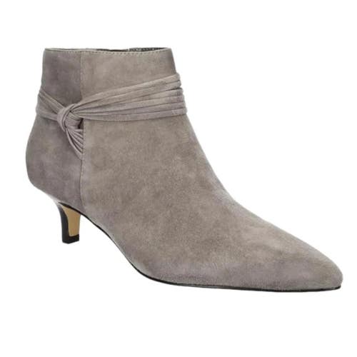 Bella Vita Jani Boots Women's US 12 Gray Leather Kitten Heel Ankle Bootie LION32