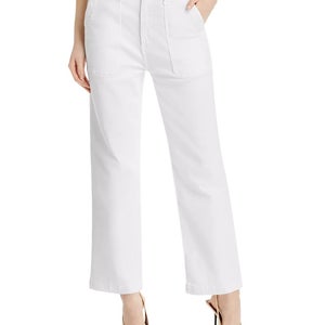 AG Jeans Analeigh Women's 29 White Denim High Rise Straight Leg Cropped RED877