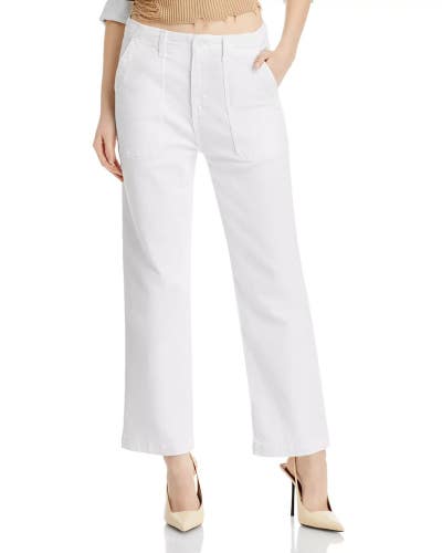 AG Jeans Analeigh Women's 29 White Denim High Rise Straight Leg Cropped RED877