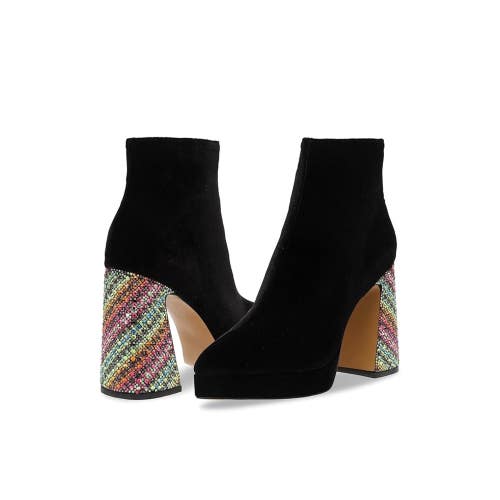 Blue by Betsey Johnson Raylan Boots Women's Black Rhinestone Ankle Bootie LION47