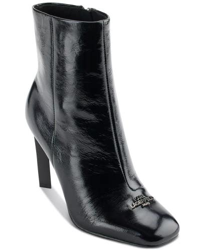 Karl Lagerfeld Paris Vica Boots Women's US 7.5 Black Square Toe Bootie LION88