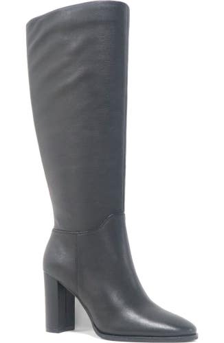 Kenneth Cole Lowell Boots Women's 5.5 Black Leather Block Heel Knee High LION102