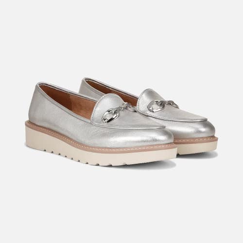 Naturalizer Adiline Bit I9941L2020 Flat Women 6.5 Silver Leather Loafers GAL2027