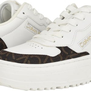 Calvin Klein Karyne Sneakers Womens White Round Toe Lace-up Casual Shoes LION371
