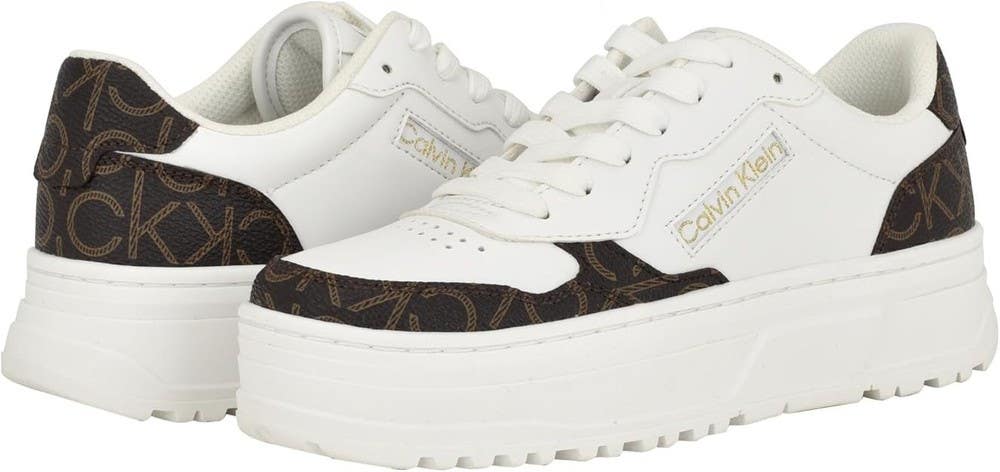 Calvin Klein Karyne Sneakers Womens White Round Toe Lace-up Casual Shoes LION371