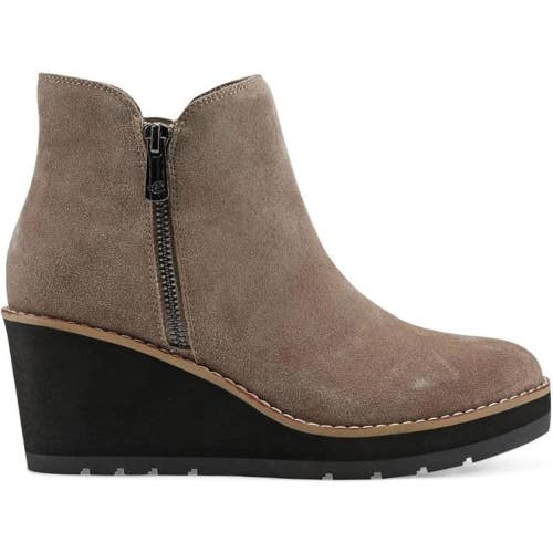 Easy Spirit Jayda Boots Womens US 10 Taupe Suede Wedge Heel Ankle Bootie LION136