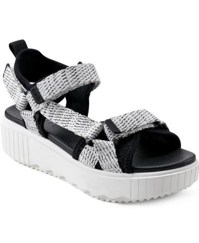 Earth Alana Sandals Women's US 10 White Black Adjustable Strap Platform GAL2158