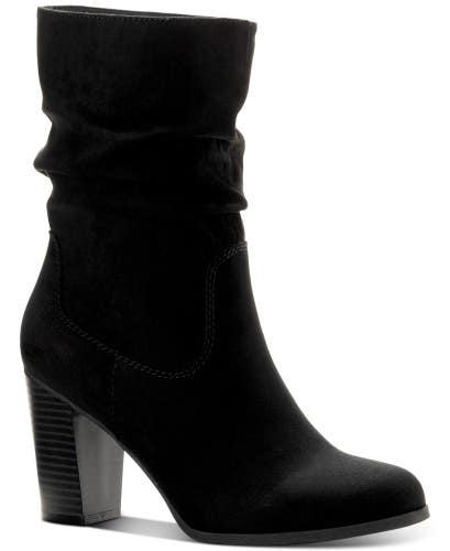 Style & Co Saraa Boots Women's US 7 Black Block Heel Mid-Calf Bootie LION139