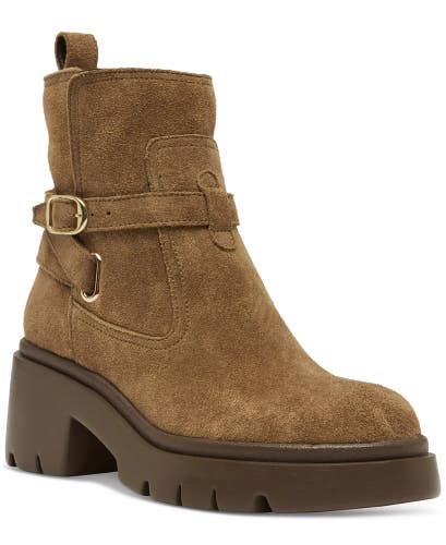 Steve Madden Colletta Boots Women's US 9 Camel Suede Block Heel Bootie LION348