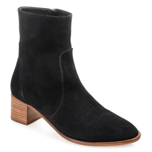 Journee Signature Airly Boot Women 8 Black Almond Toe Block Heel Bootie ZOGG1905