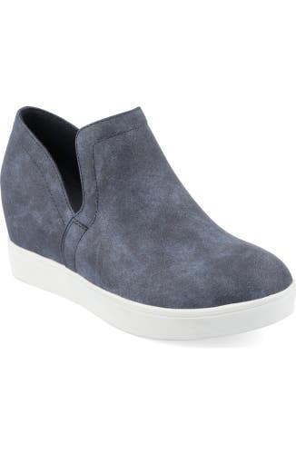 Journee Collection Cardi Sneaker Women's US 8 Blue Slip On Wedge Heel ZOGG1907