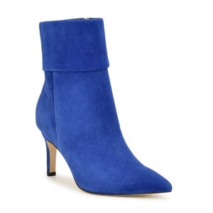 Nine West Gemms Bootie Womens 6.5M Blue Suede Stiletto Heel Ankle Boots LION8