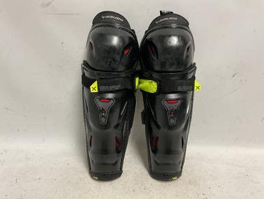 Used Bauer VAPOR 3X Junior Shin Guards Black And Red 12" 11855-S000197734