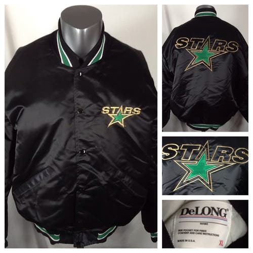 Vintage 80’s Minnesota North Stars Satin Jacket (XL) Delong Snap Up Coat
