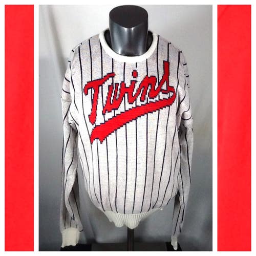 Vintage Minnesota Twins Pinstripe MLB Sweater (Large) Cliff Engle USA Made RARE