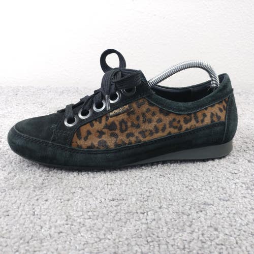Mephisto Bretta Womens Size 7 Shoes Suede Leopard Print Black Sneakers Low