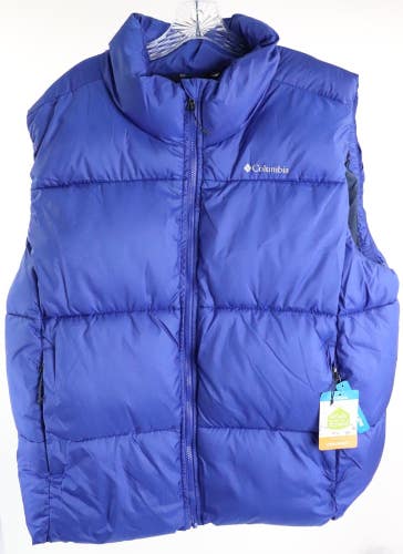 Columbia Vest Puffer Women 2X Over Size Blue Full Zip Pocket Sleeveless Outdoor