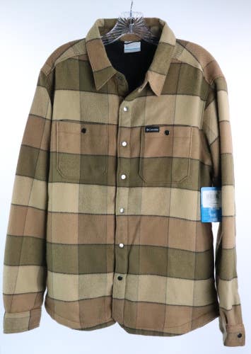Mens Columbia Shirt Jacket, Small, Brown Plaid, Soft Lined, NWT