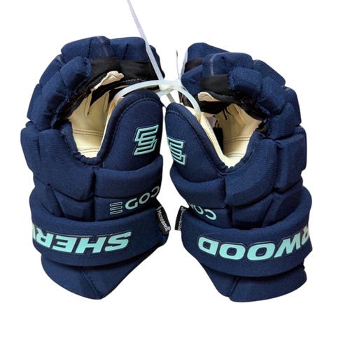 Sher-Wood Code JR Encrypt 1 Pro Gloves (New)- Blue and Teal and black and green size 12
