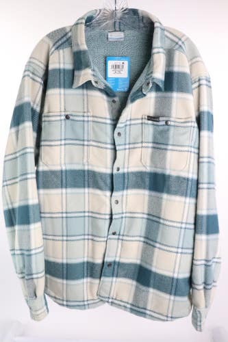 Columbia Shirt Jacket, XL, Mens Beige/Blue Plaid, Soft Lined, NWT READ