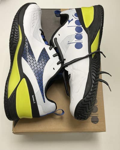 Diadora Blushield Torneo 2 AG Mens Size 10.5 White/Deja Vu Blue/Black