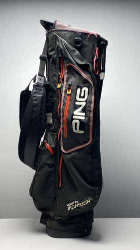 Ping Hoofer Monsoon Stand Bag Black/Red 5-Way Divide Dual Strap Golf Bag