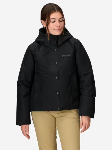 Marmot Women's Chelsea Down Short Coat Black Large 700 Fill Waterproof NWT $350