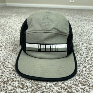 Puma Hat Cap Strap Back Mens One Size Gray Black 5 Panel Logo Athletic Sport Y2K