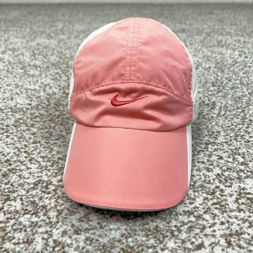 Nike Hat Cap Strap Back Mens One Size Pink Dri-FIT Running Featherlight Panel