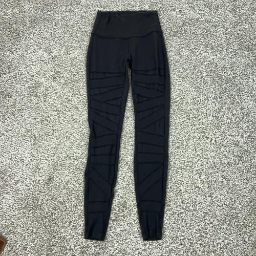 Lululemon Pants Womens 4 Black High Rise Leggings Mesh Panel Yoga Gym Workout