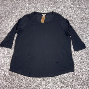 Duluth Trading Co Shirt Womens 2X Black Plus Willow Pima Knit 3/4 Sleeve Tunic