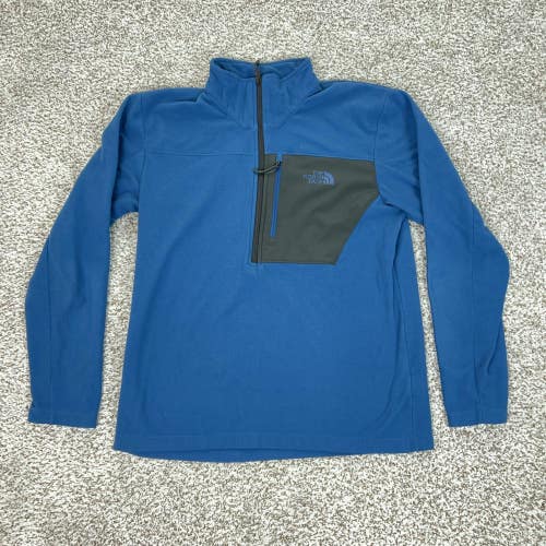 North Face Jacket Mens Medium Blue Fleece Quarter Zip Outdoor Top Pullover Gorp