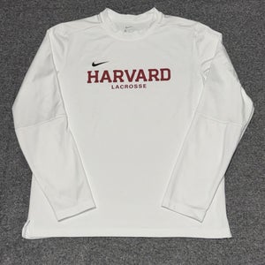 Harvard Crimson Lacrosse Ivy League NCAA Nike White Cold Gear Long Sleeve Sz Med