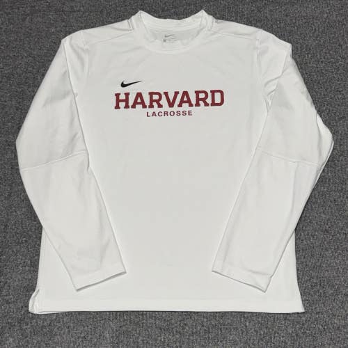 Harvard Crimson Lacrosse Ivy League NCAA Nike White Cold Gear Long Sleeve Sz Med