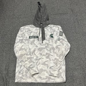Michigan State Spartans NCAA White Camo Gray Ice OHT Military Sweatshirt Sz Med