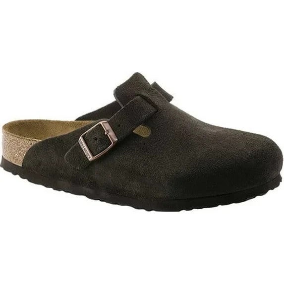 Birkenstock Boston Clogs Women's US 8-8.5 Dark Brown Suede Soft Footbed HAWK1169
