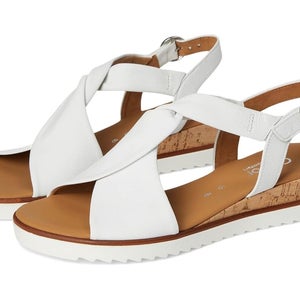 Gabor 62.751 Sandals Womens 10 White Leather Wedge Heel Adjustable Strap HAWK893