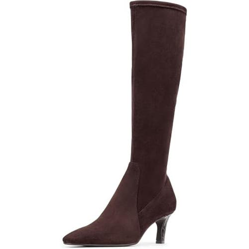 Donald Pliner Beaufort Boots Women's US 5 Dark Brown Snip Toe Knee High HAWK788