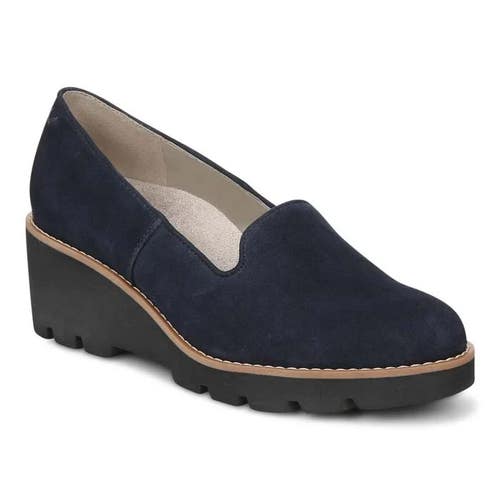 Vionic Willa I7294L1-400 Loafer Women's 8 Navy Suede Casual Wedge Shoes HAWK760