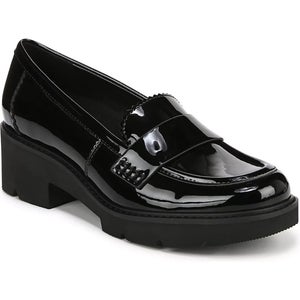 Naturalizer Dakota Lug Loafer Women's 8.5 Black Faux Patent Round Toe HAWK829