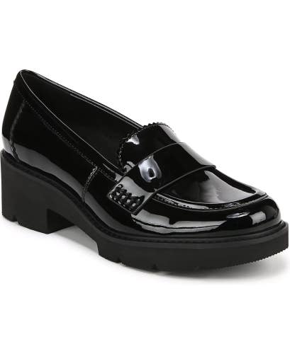 Naturalizer Dakota Lug Loafer Women's 8.5 Black Faux Patent Round Toe HAWK829