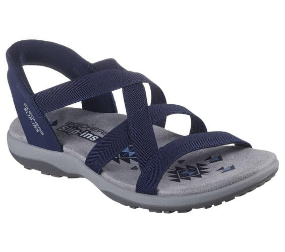 Skechers Reggae Slim - Stretch Flex 163460-NVY Women's US 5 Navy Sandal HAWK739